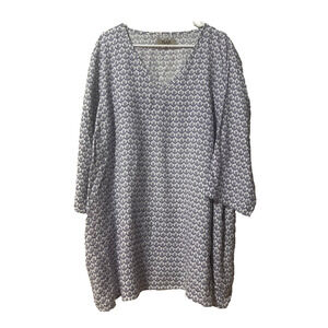 2XL Flax 100% Linen Women's Tunic Dress Large Purple Langenlook Beachy Coastal